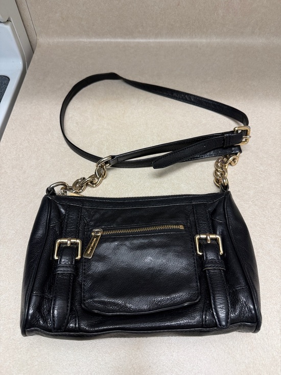 MICHAEL Michael Kors Handbags - MICHAEL Michael Kors Black Leather Shoulder Bag with Gold Hardware